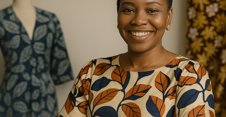 smiling fashion designer